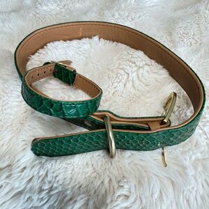 FriendshipCollar LE Snake Skin-like Emerald Green Leather Dog Collar set